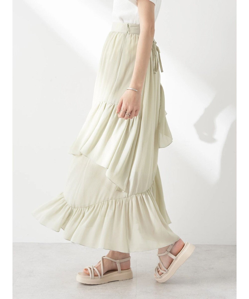 earth music&ecology シアー楊柳アシメティアードスカート 