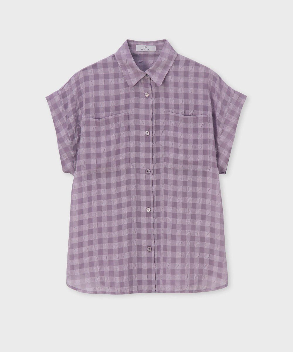 ラベンダー シアサッカーシャツワンピース　90サイズ ラベンダー シアサッカーシャツワンピース 90サイズ（シア