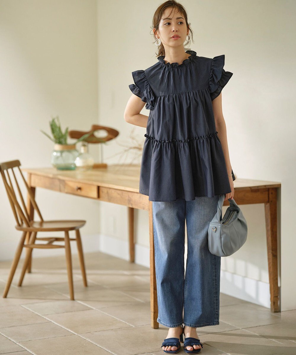 組曲 【WEB限定】ナイロンレーヨン チュニック ブラウス 