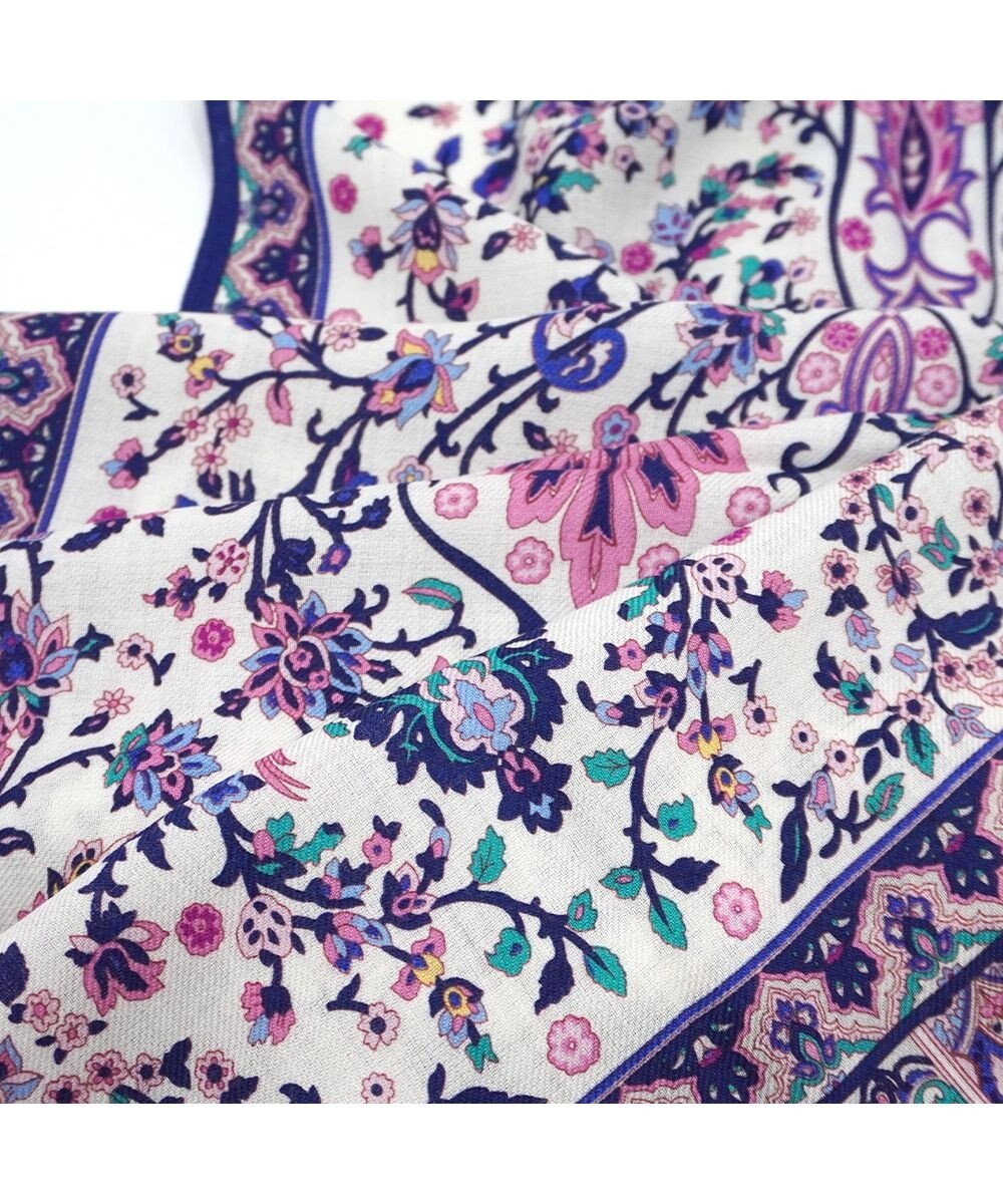 Marca ＜オシャレに防寒＞【Marcaオリジナル 】小鳥さらさペルシャウールロング シルクウール ロングスカーフ 