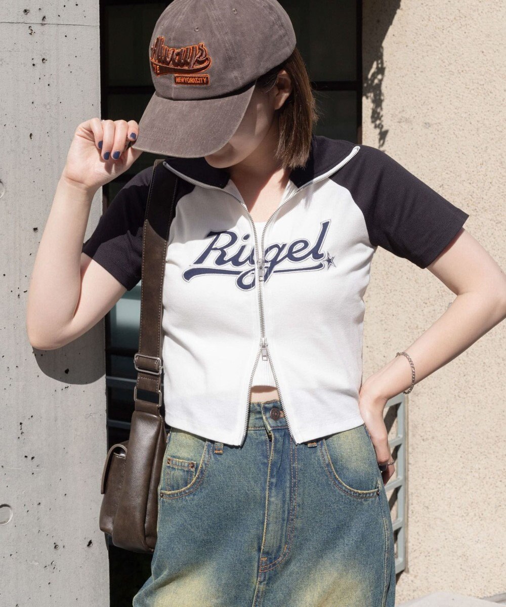 WEGO ダブルジップワッペンロゴラグランT 