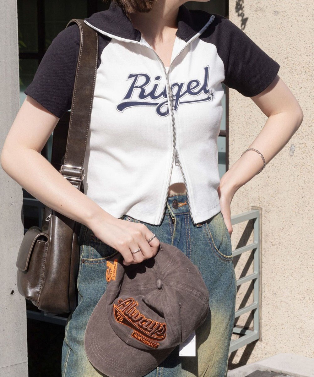 WEGO ダブルジップワッペンロゴラグランT 