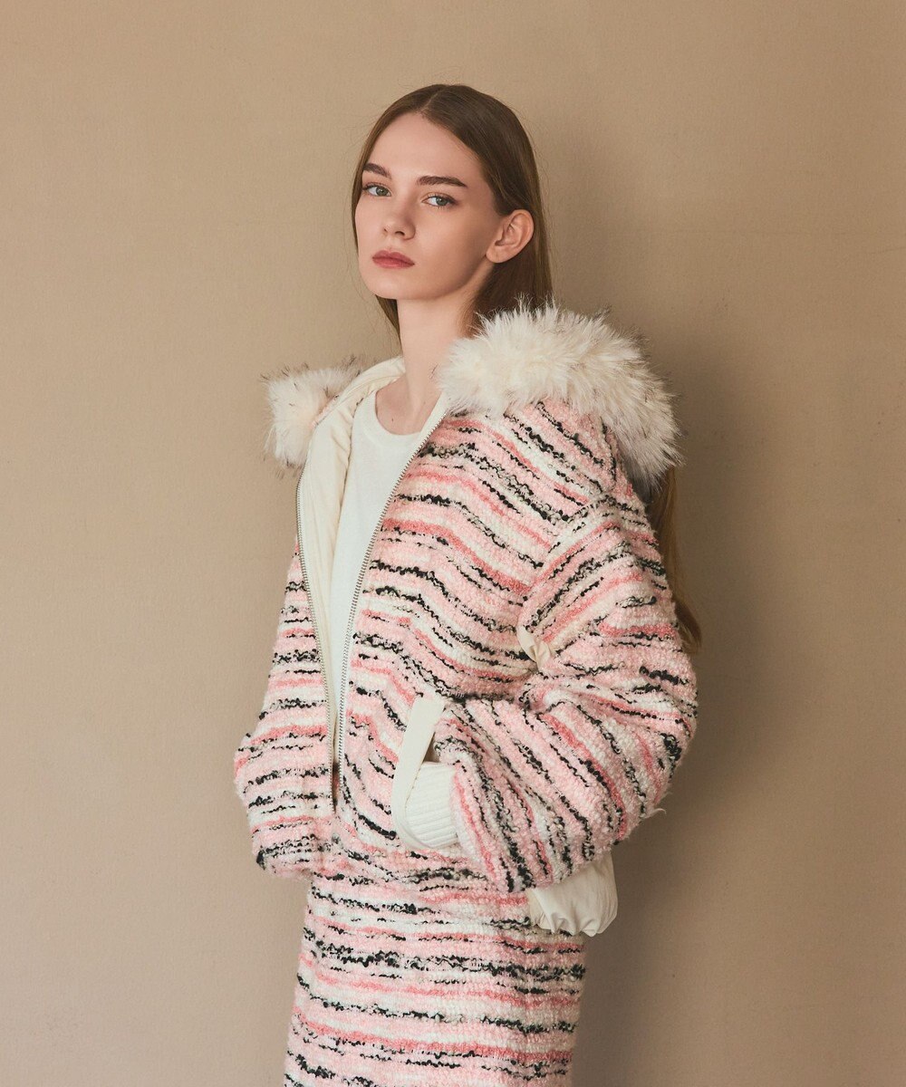 GRACE CONTINENTAL ツイードコンビショートブルゾン 