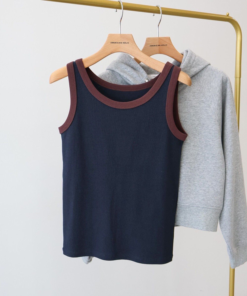 AMERICAN HOLIC バイカラーテレコタンクトップ 