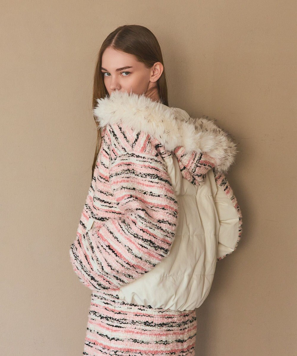 GRACE CONTINENTAL ツイードコンビショートブルゾン 