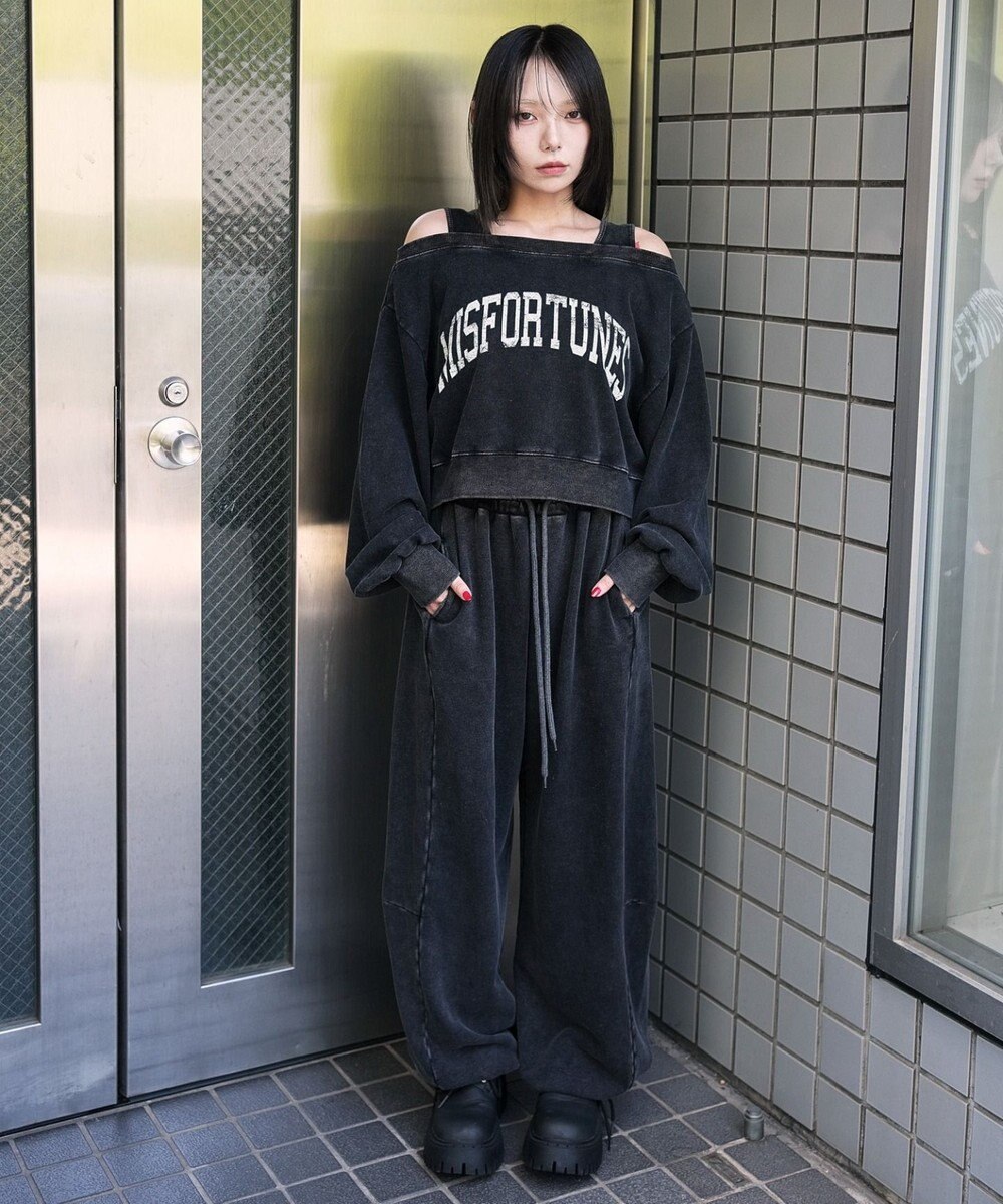 WEGO 【ウエストゴム】カーブデザインスウェットパンツ 