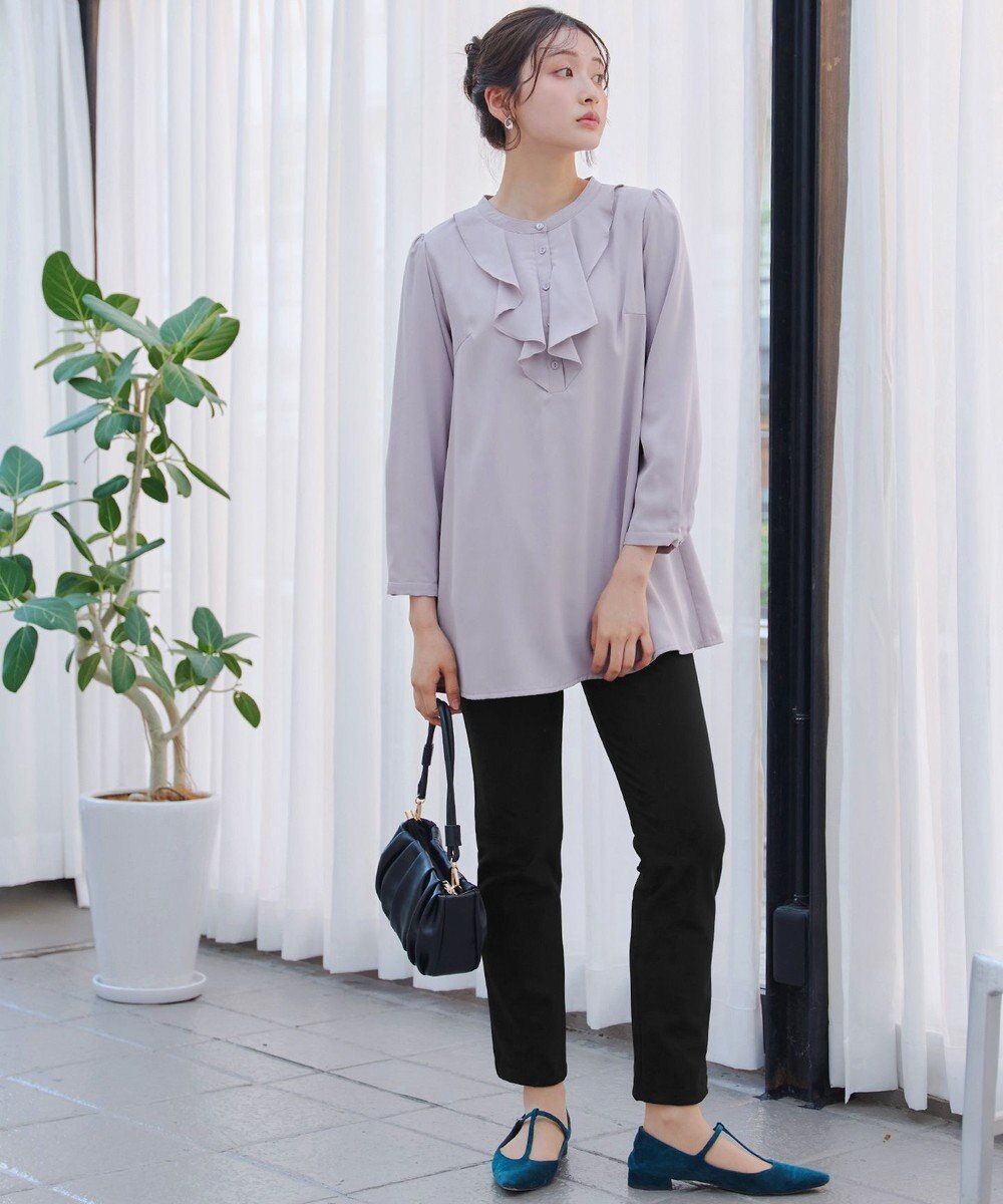 Tiaclasse L 【スマート裏起毛・洗える】フリルチュニック 