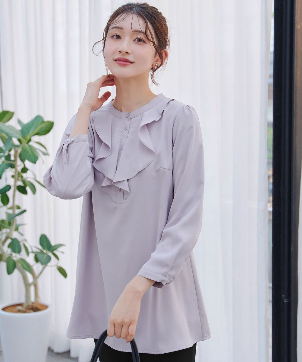 Tiaclasse L 【スマート裏起毛・洗える】フリルチュニック 