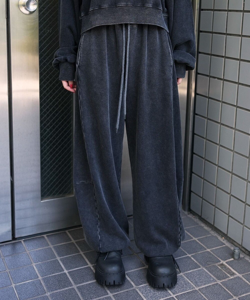 WEGO 【ウエストゴム】カーブデザインスウェットパンツ 