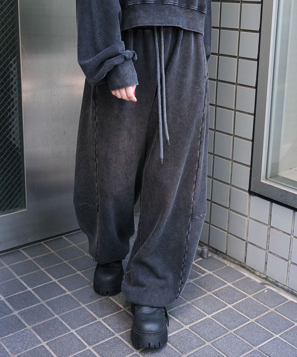 WEGO 【ウエストゴム】カーブデザインスウェットパンツ 