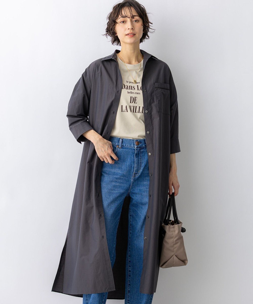 23区 【先行予約】ナイロンコットンタフタ シャツワンピース 