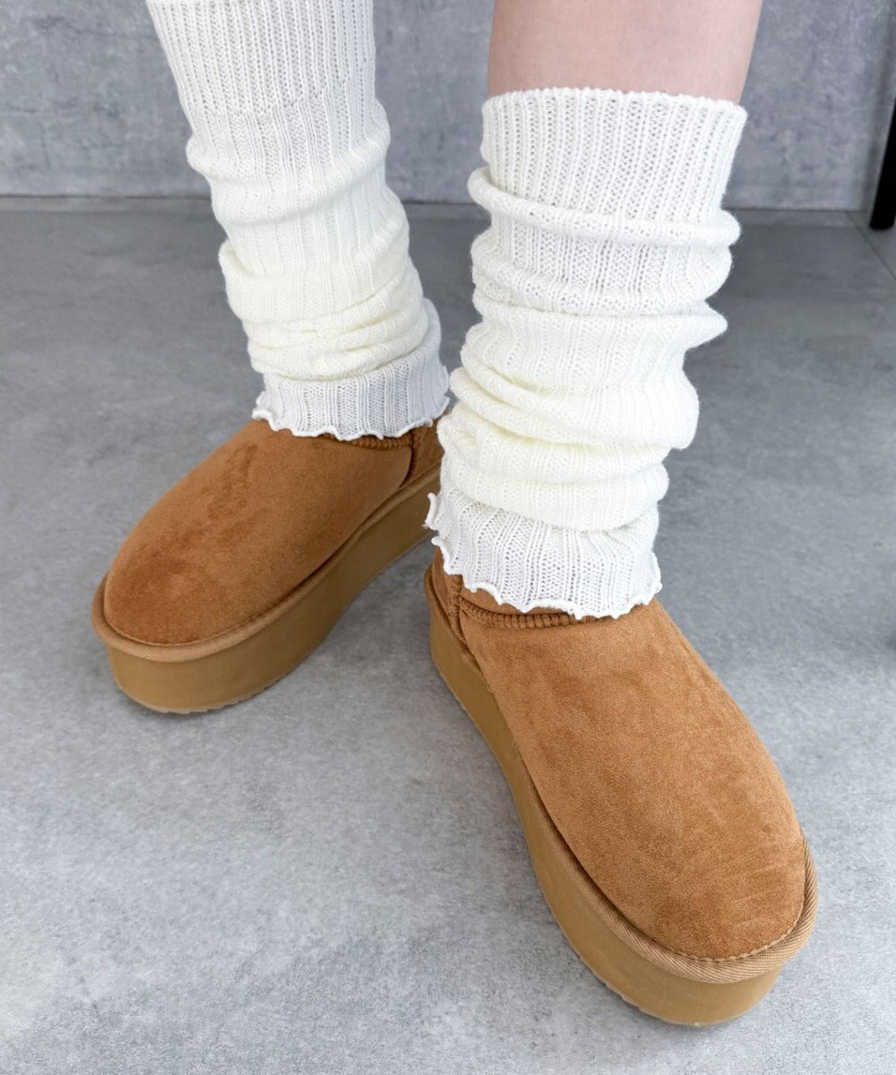 WEGO 【25年秋冬新作/あったかブーツ】厚底ムートンタッチブーツ 