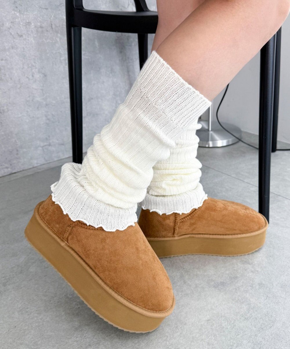 WEGO 【25年秋冬新作/あったかブーツ】厚底ムートンタッチブーツ 