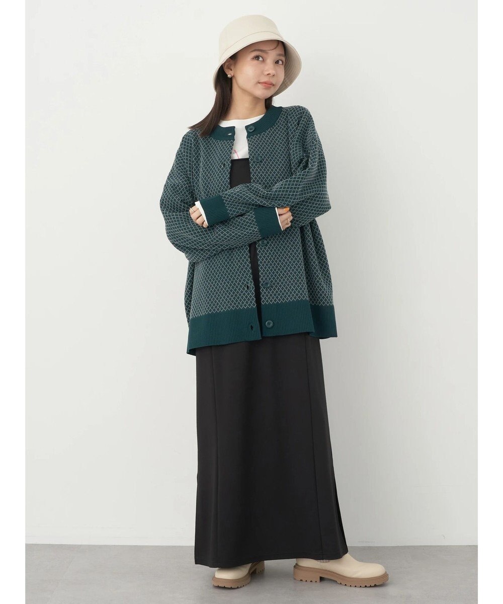 earth music&ecology ダイヤ柄ジャガードカーディガン 