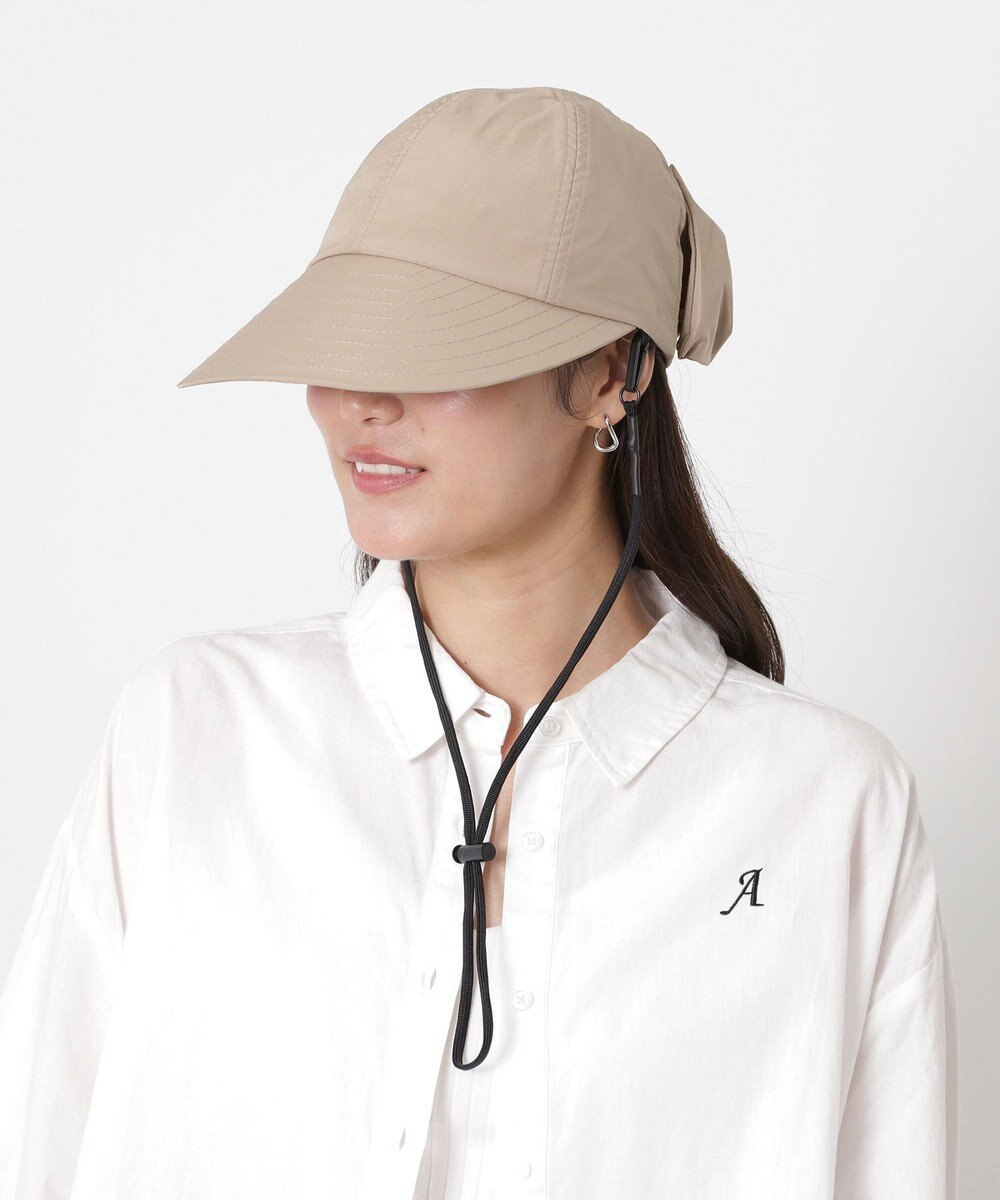 MOONBAT 【遮光100％/UVカット100％】フワクール (Fuwacool)  日差しを完全遮断バッククリボンワイドキャップ　遮光100　UV100 