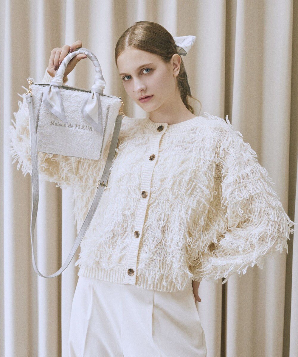 Maison de FLEUR スカーフ付きボア2WaySトートバッグ 