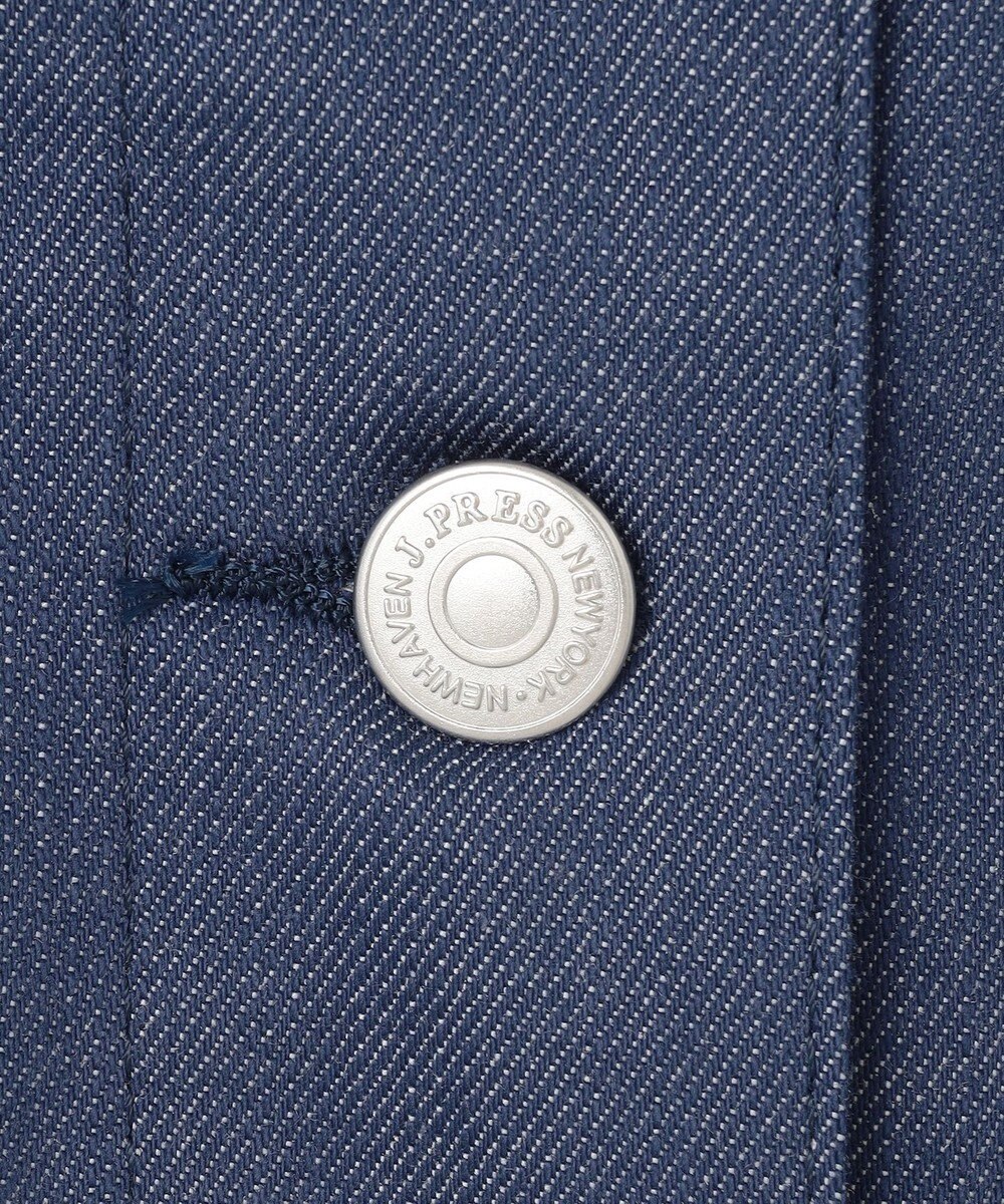J.PRESS LADIES 【洗える】セルロースシャンブレー ノーカラー デニム ジャケット 