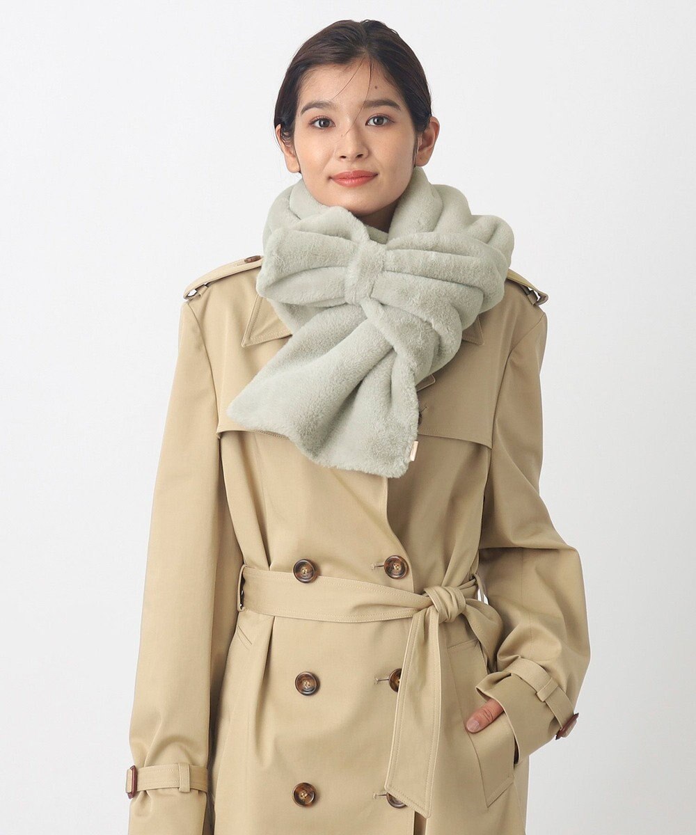 MOONBAT 【WEB限定ラッピング袋付】PAUL & JOE ACCESSOIRES フェイクファービッグリボンマフラー 