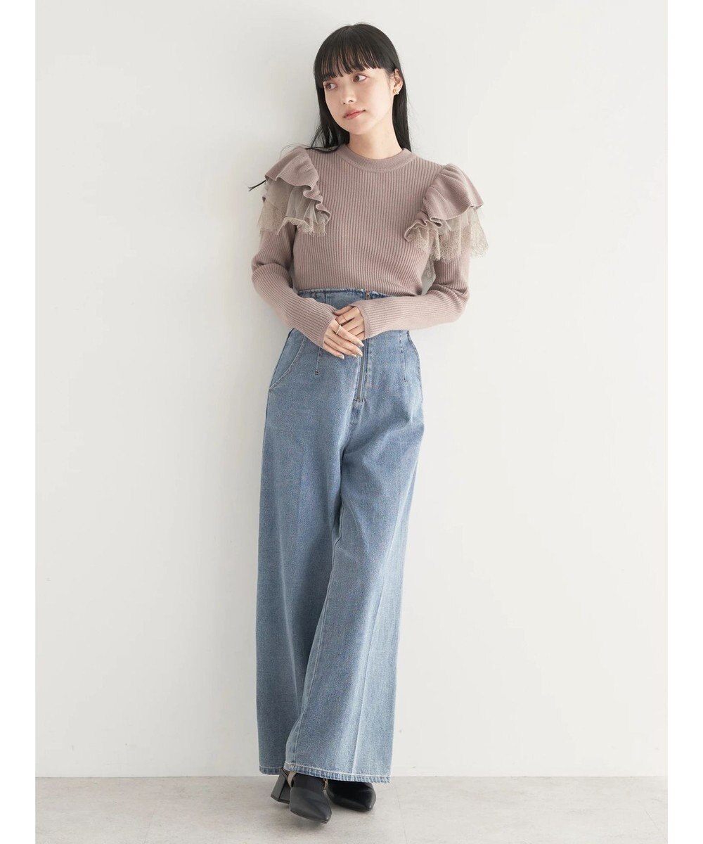 earth music&ecology ショルダーチュールレースプルオーバー 