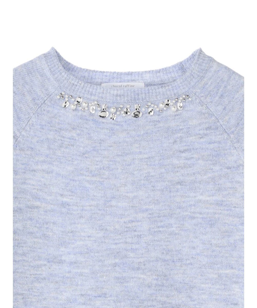 Green Parks ビジュー付きニットプルオーバー 