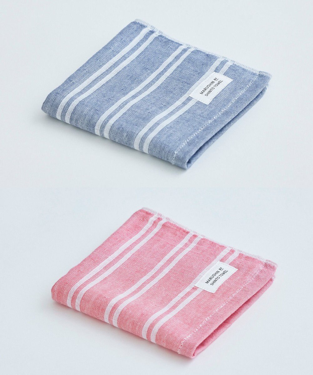 SHINTO TOWEL シマ ハンドタオル ダブル色地 2枚セット 