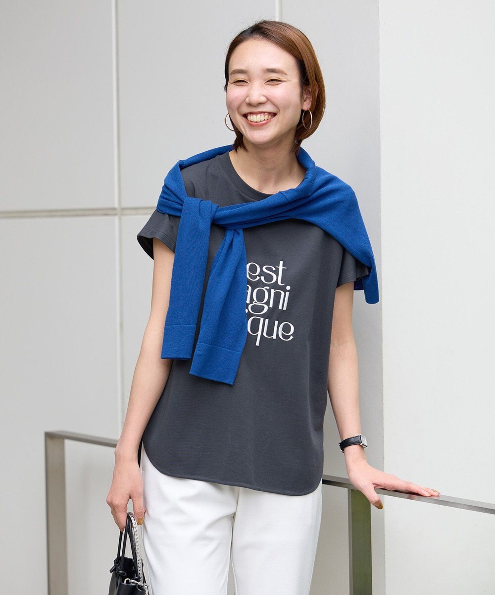 UNFILO BEAUTY FORM ロゴ刺繍フレンチスリーブTシャツ 