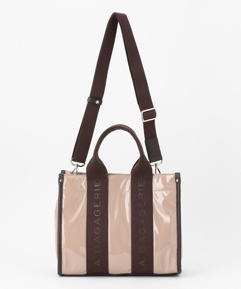 LA BAGAGERIE ソフトエナメル　ロゴテープ2WAYトートバッグ　Mサイズ 