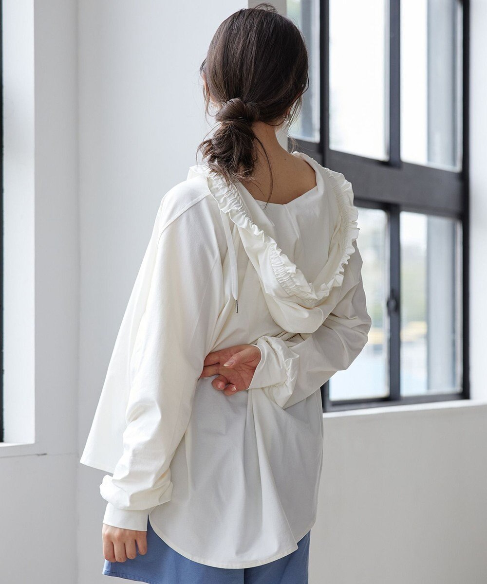 Feroux 【接触冷感・UVカット・吸水速乾】ラッシュガードフリル パーカー 