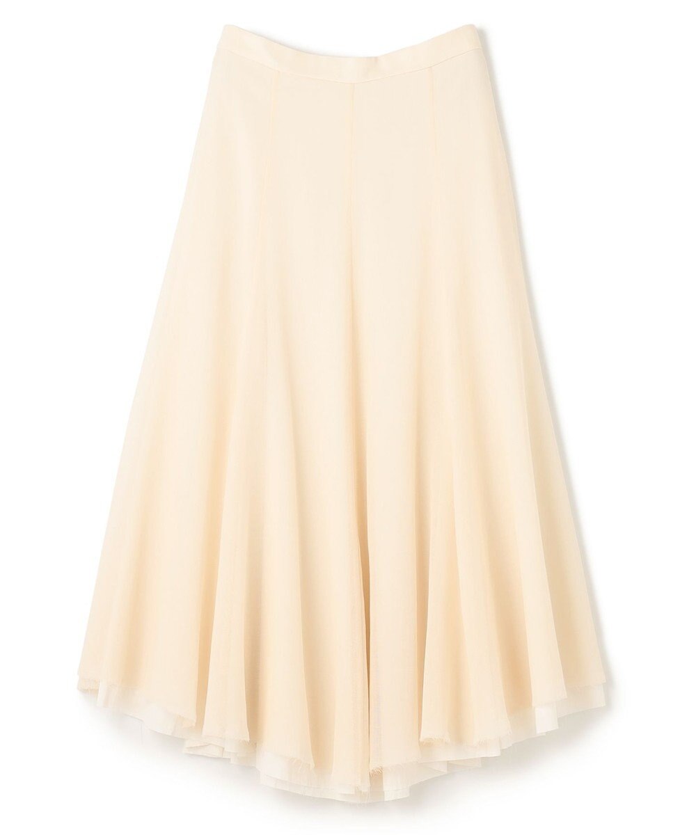 BEIGE， PINE / ウールレイヤードフレアスカート 