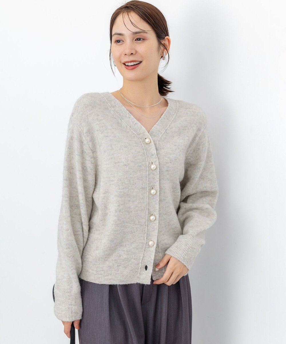 組曲 【加藤ローサさん着用 / 前後着用可】スパンコールヤーン カーディガン 