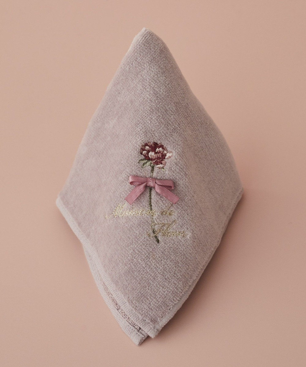 Maison de FLEUR ローズ刺繍タオルハンカチ 