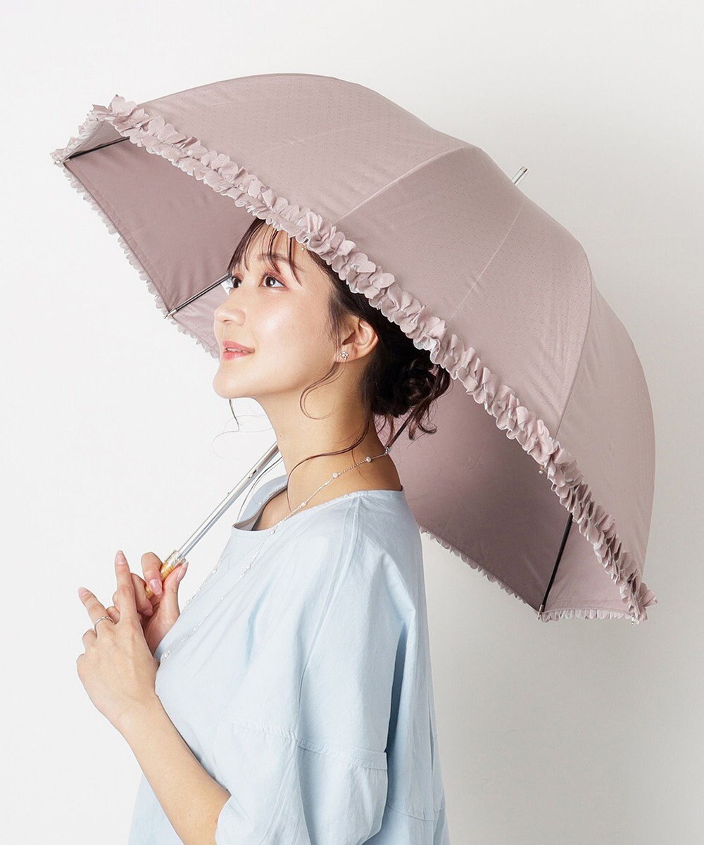 MOONBAT 【晴雨兼用日傘】LANVIN en Bleu (ランバン オン ブルー) 長傘 ドビーフリル 遮光 遮熱 UV 