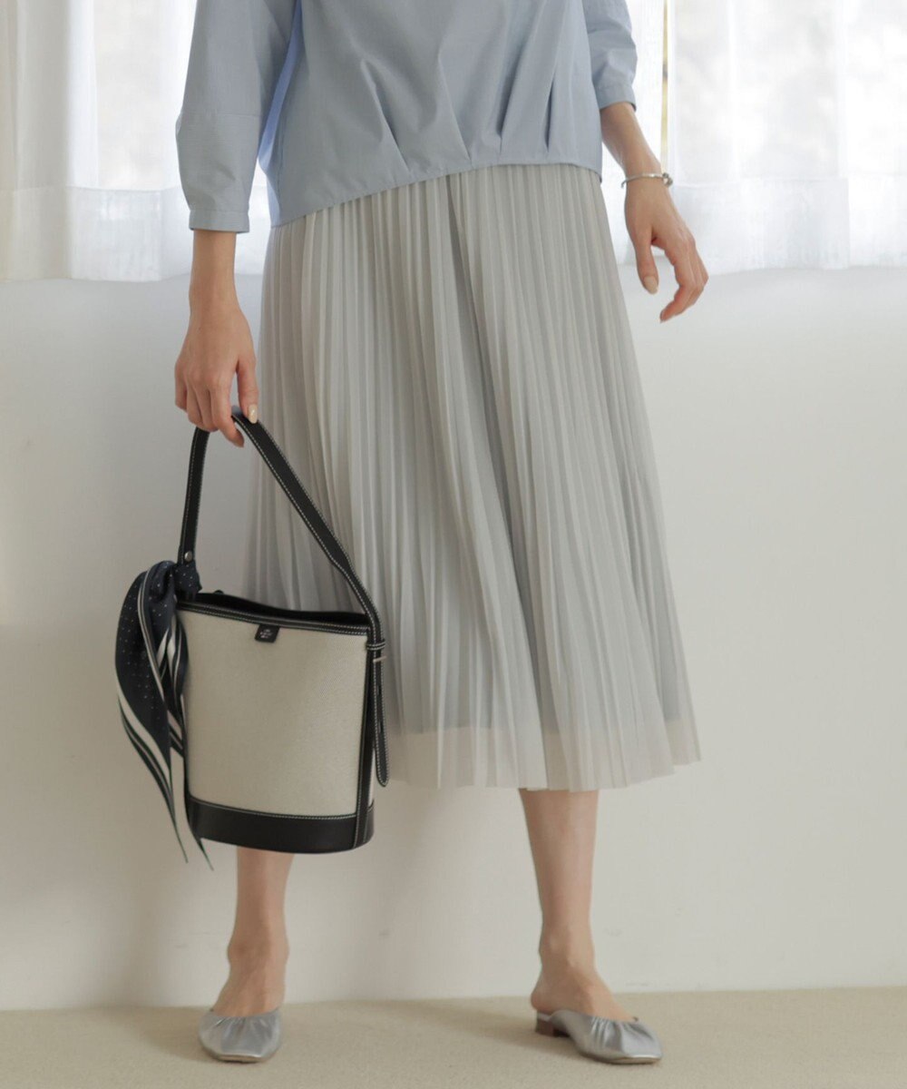 J.PRESS LADIES L 【洗える】オーガンジートリコット プリーツ スカート 
