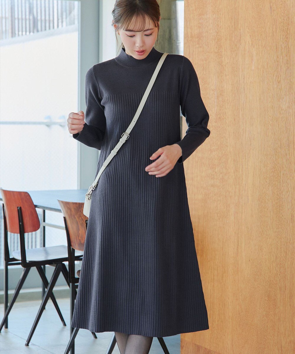 Tiaclasse 【安田美沙子さん着用・新色・XSサイズ追加】リブ切替ニットワンピース 