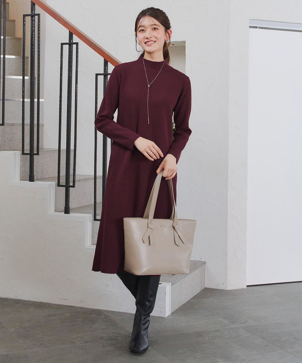 Tiaclasse 【安田美沙子さん着用・新色・XSサイズ追加】リブ切替ニットワンピース 