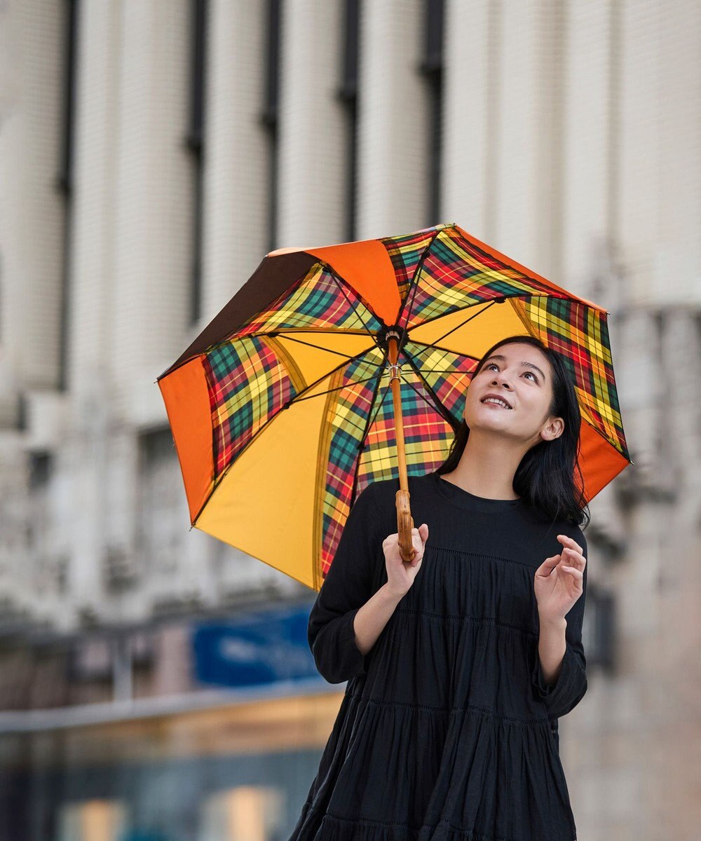 +RING 【UPF50＋】【限定/日本製】晴雨兼用傘（長ショート）YEL-CHK SR430 