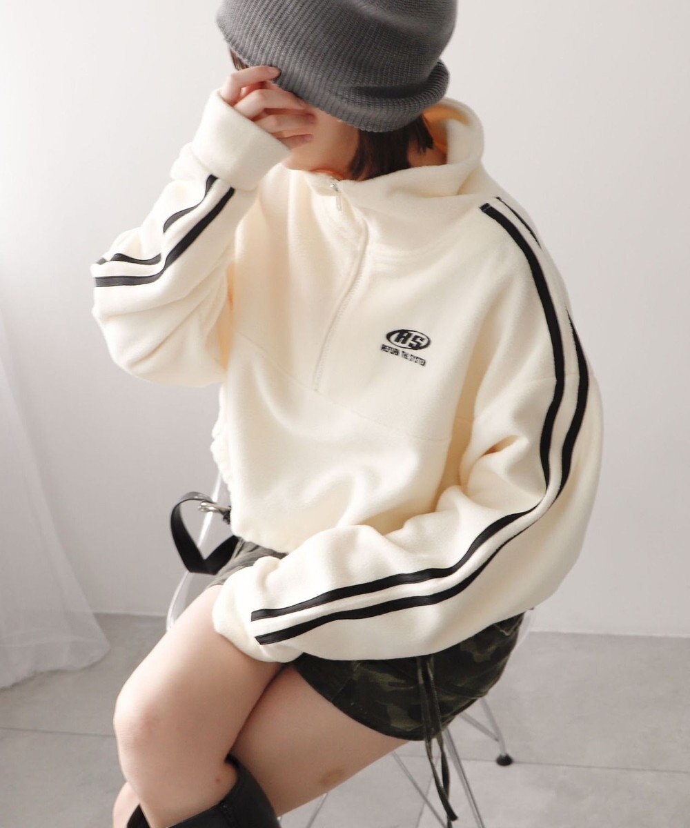 WEGO ハーフジップフリースショートプルオーバー 