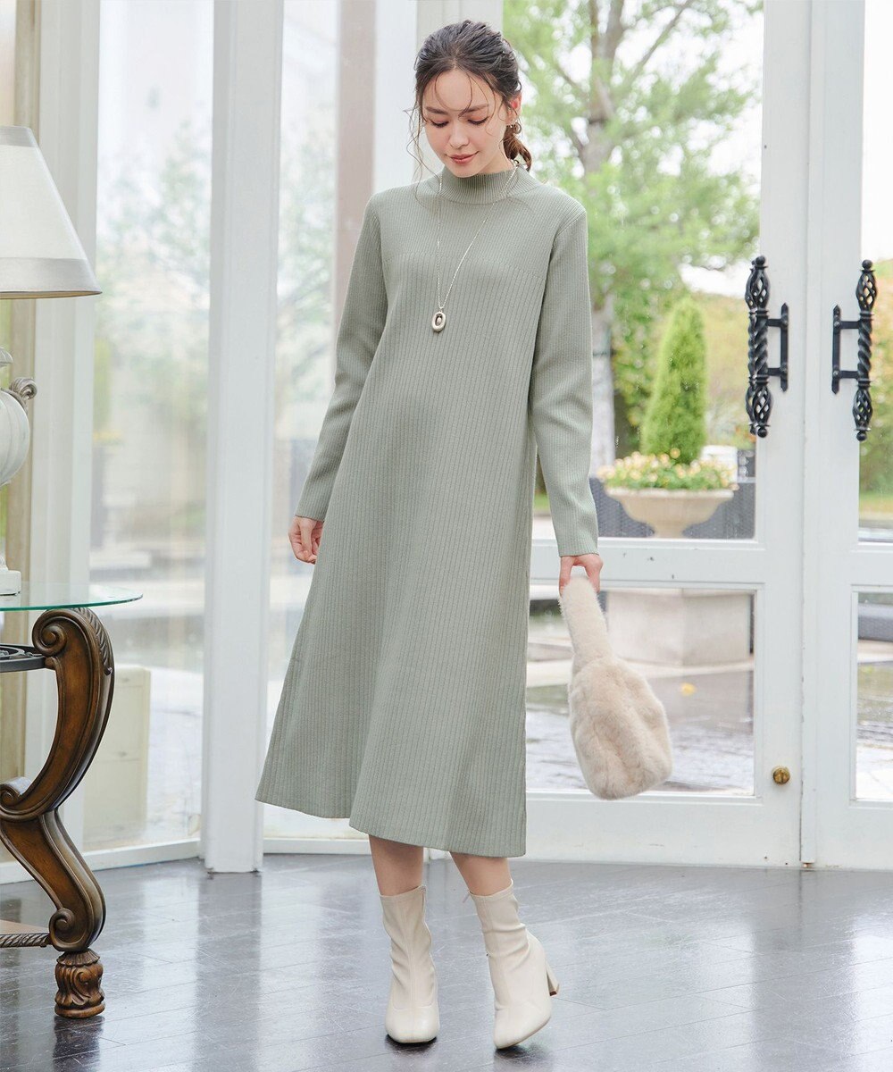 Tiaclasse 【安田美沙子さん着用・新色・XSサイズ追加】リブ切替ニットワンピース 