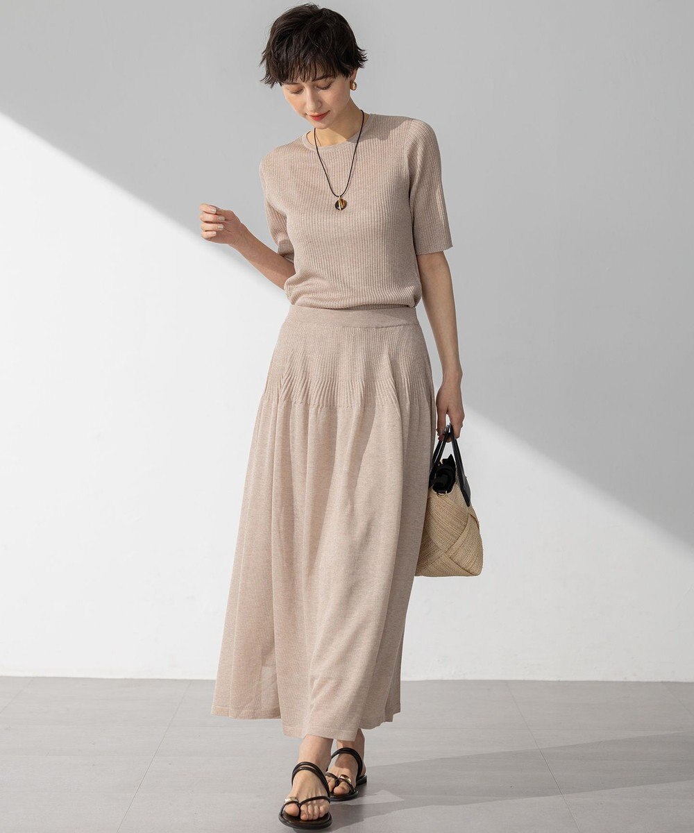 23区 【洗える】シャイニーシアー リブ ニット 