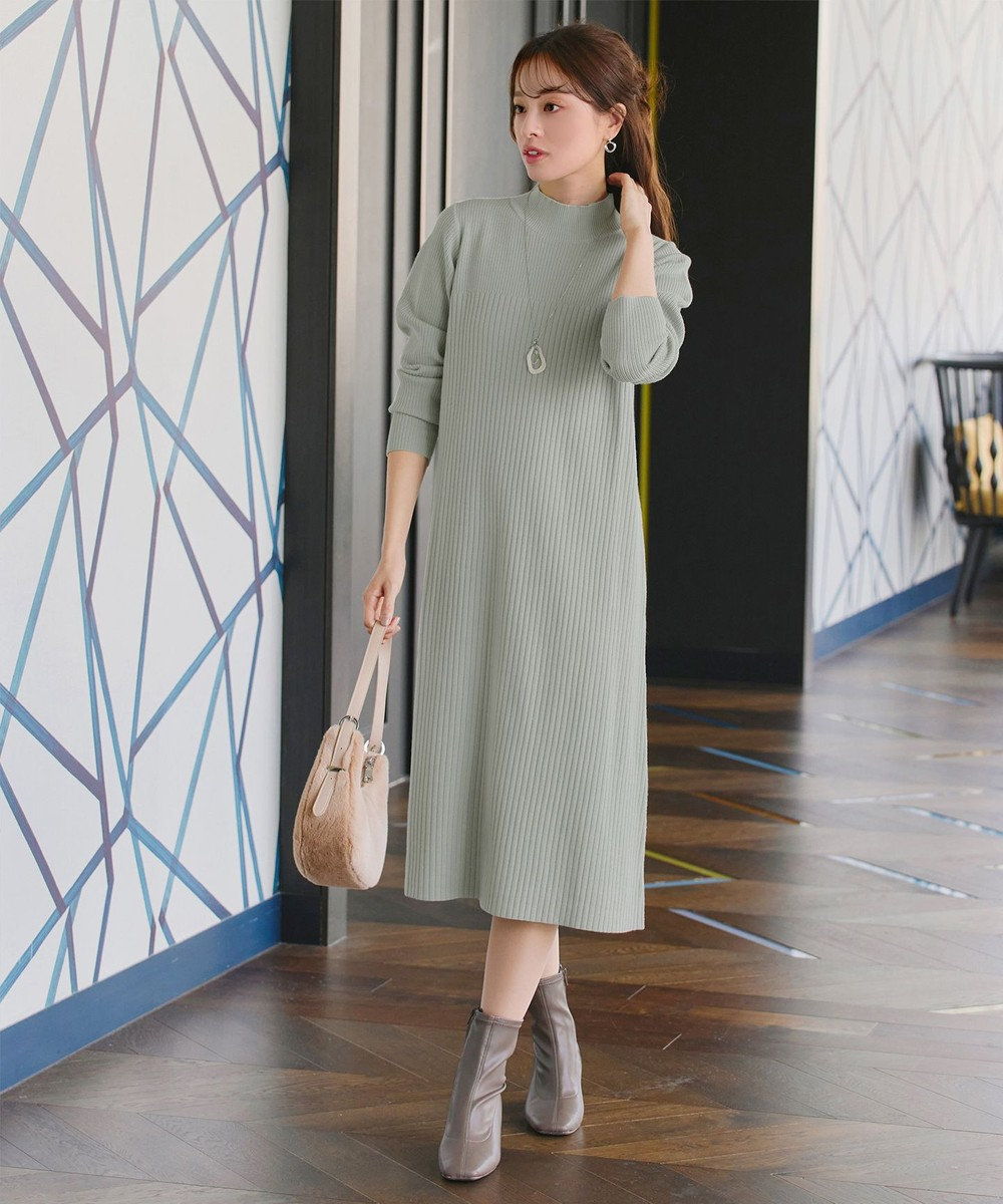 Tiaclasse 【安田美沙子さん着用・新色・XSサイズ追加】リブ切替ニットワンピース 