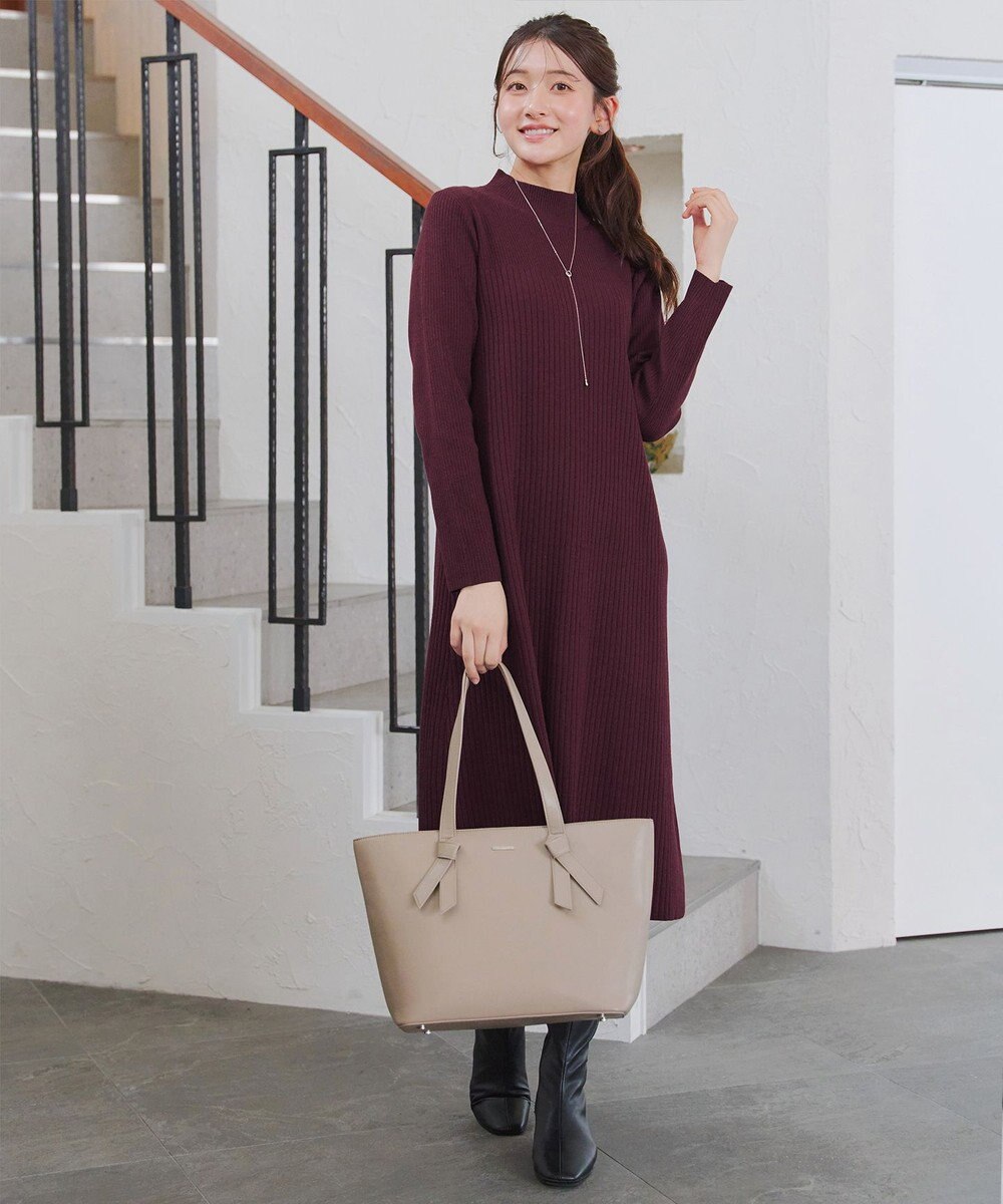 Tiaclasse 【安田美沙子さん着用・新色・XSサイズ追加】リブ切替ニットワンピース 