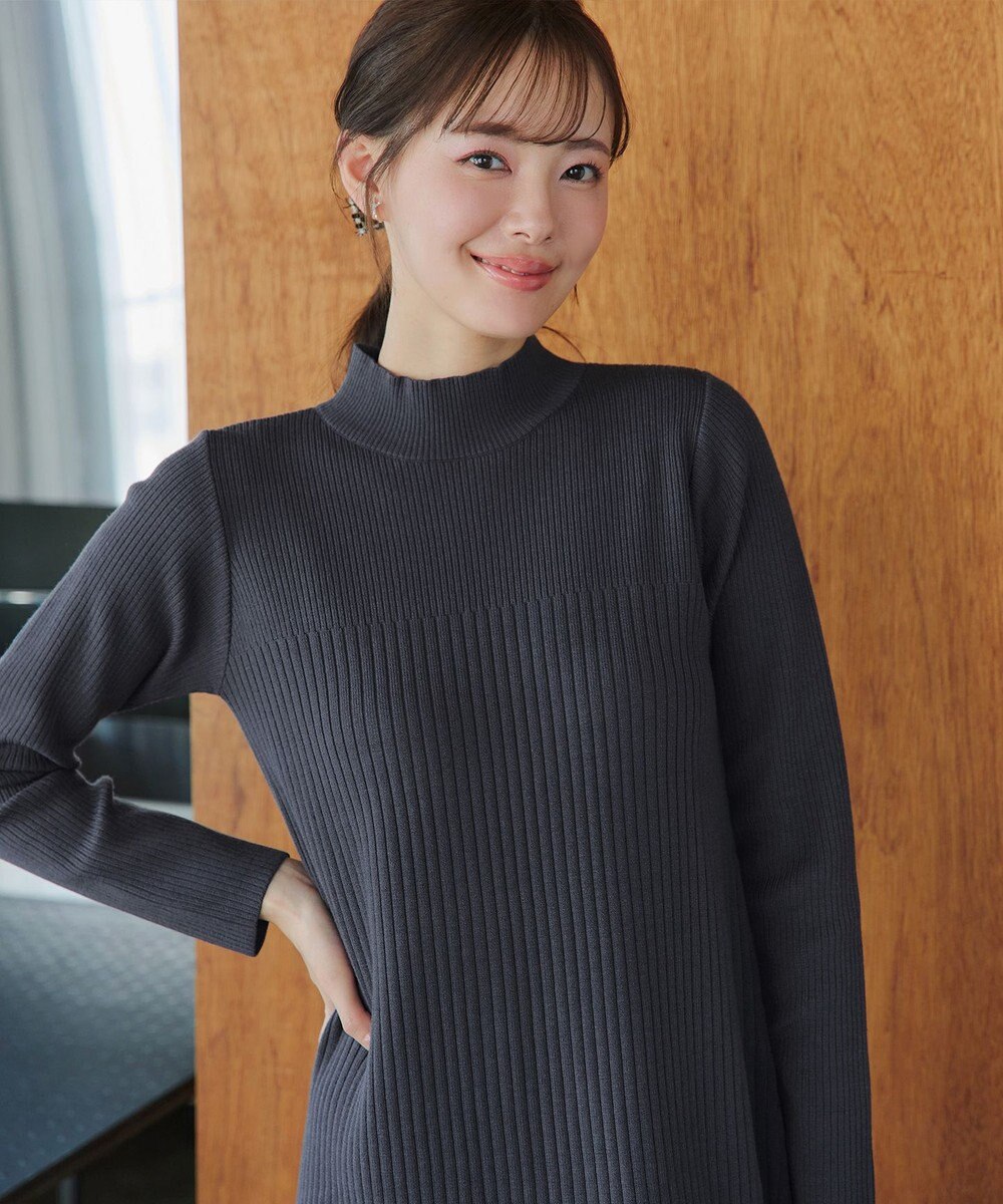 Tiaclasse 【安田美沙子さん着用・新色・XSサイズ追加】リブ切替ニットワンピース 