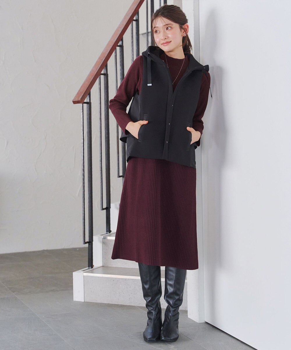 Tiaclasse 【安田美沙子さん着用・新色・XSサイズ追加】リブ切替ニットワンピース 