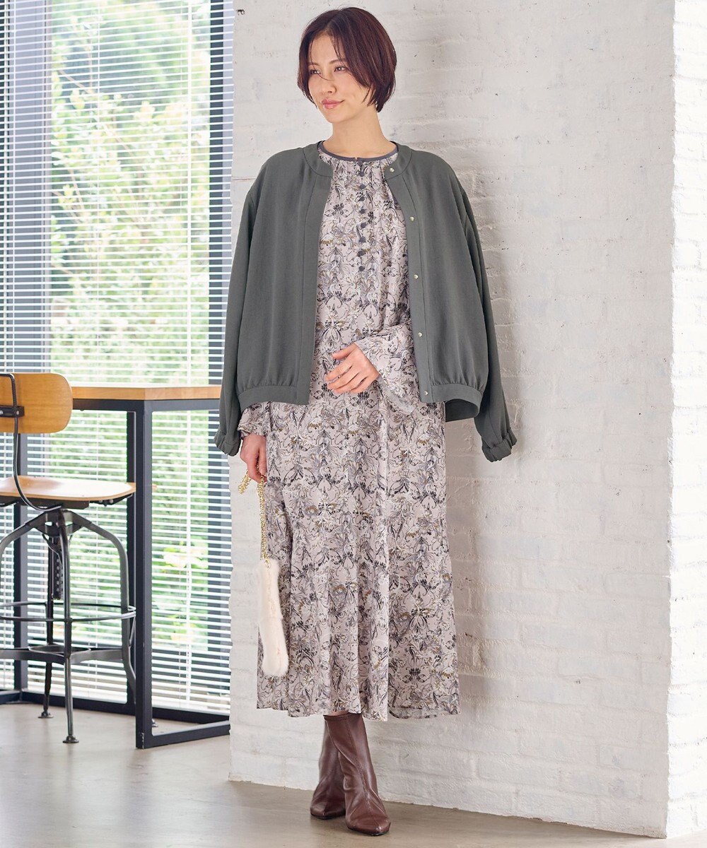 自由区 L 【洗える】バロックプリント ワンピース 