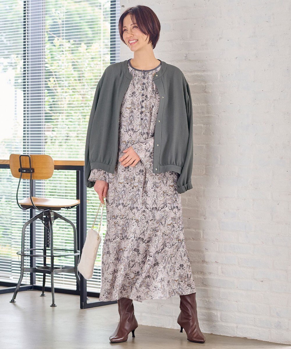 自由区 L 【洗える】バロックプリント ワンピース 