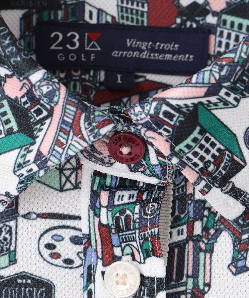 23区GOLF 【WOMEN】【吸水速乾/UVカット】パリマップ総柄ポロシャツ 