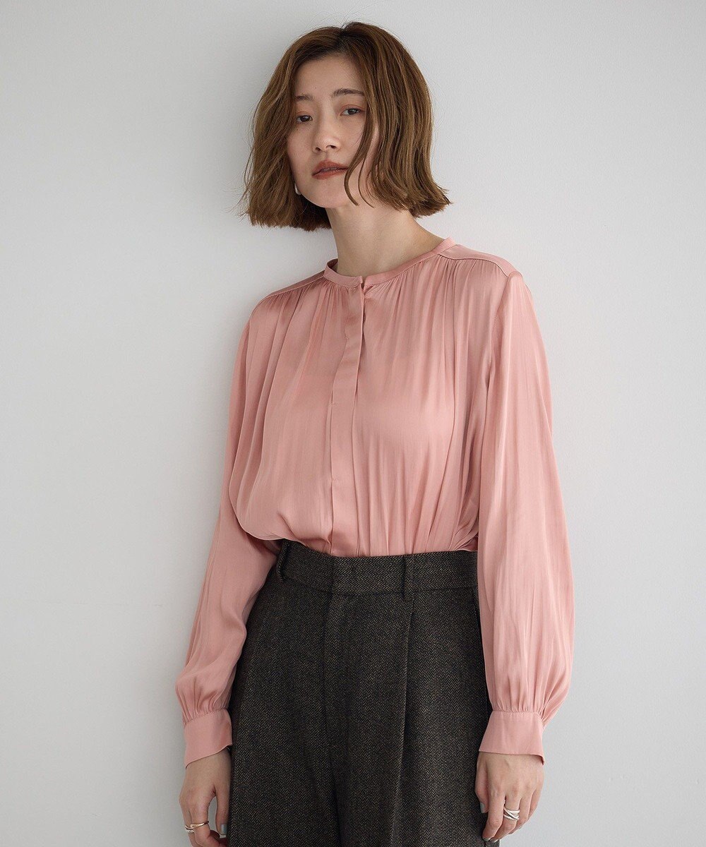 YECCA VECCA サテンギャザーブラウス 