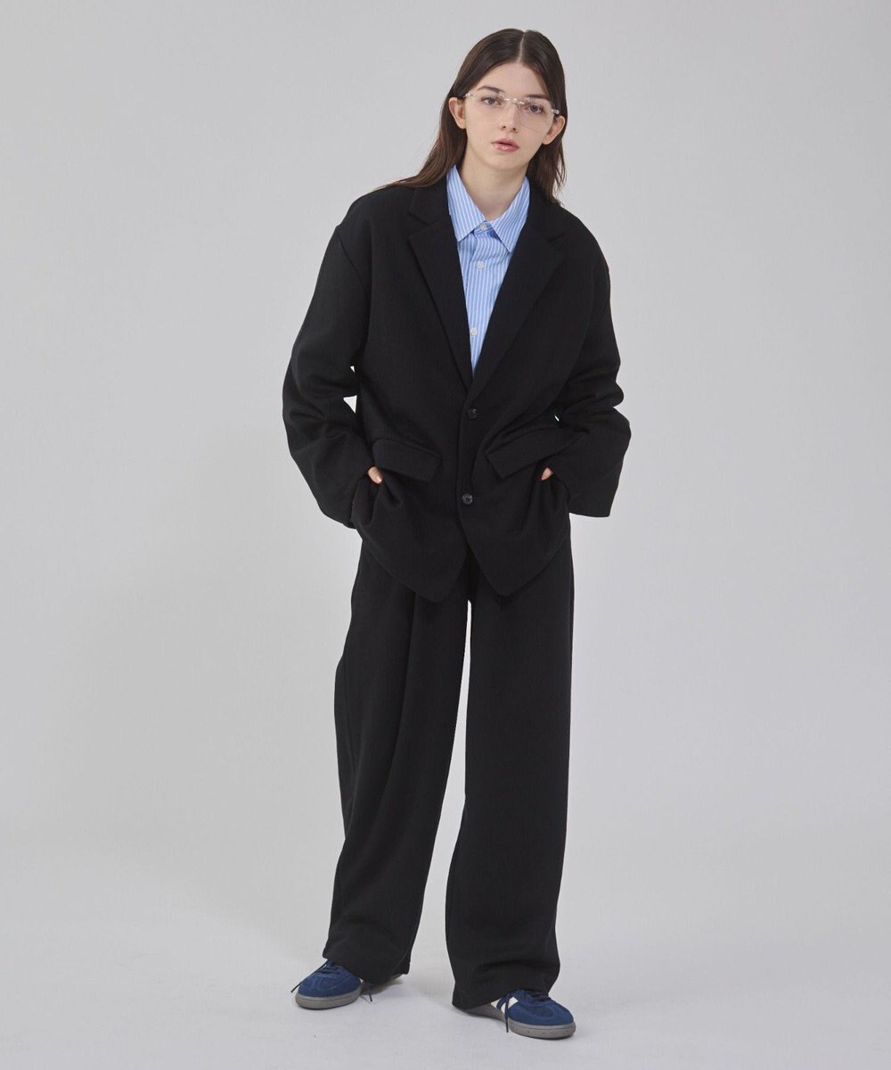 WEGO 【ウエストゴム/MLサイズ展開/ユニセックス着用ITEM】ボンディングワイドスウェットパンツ 