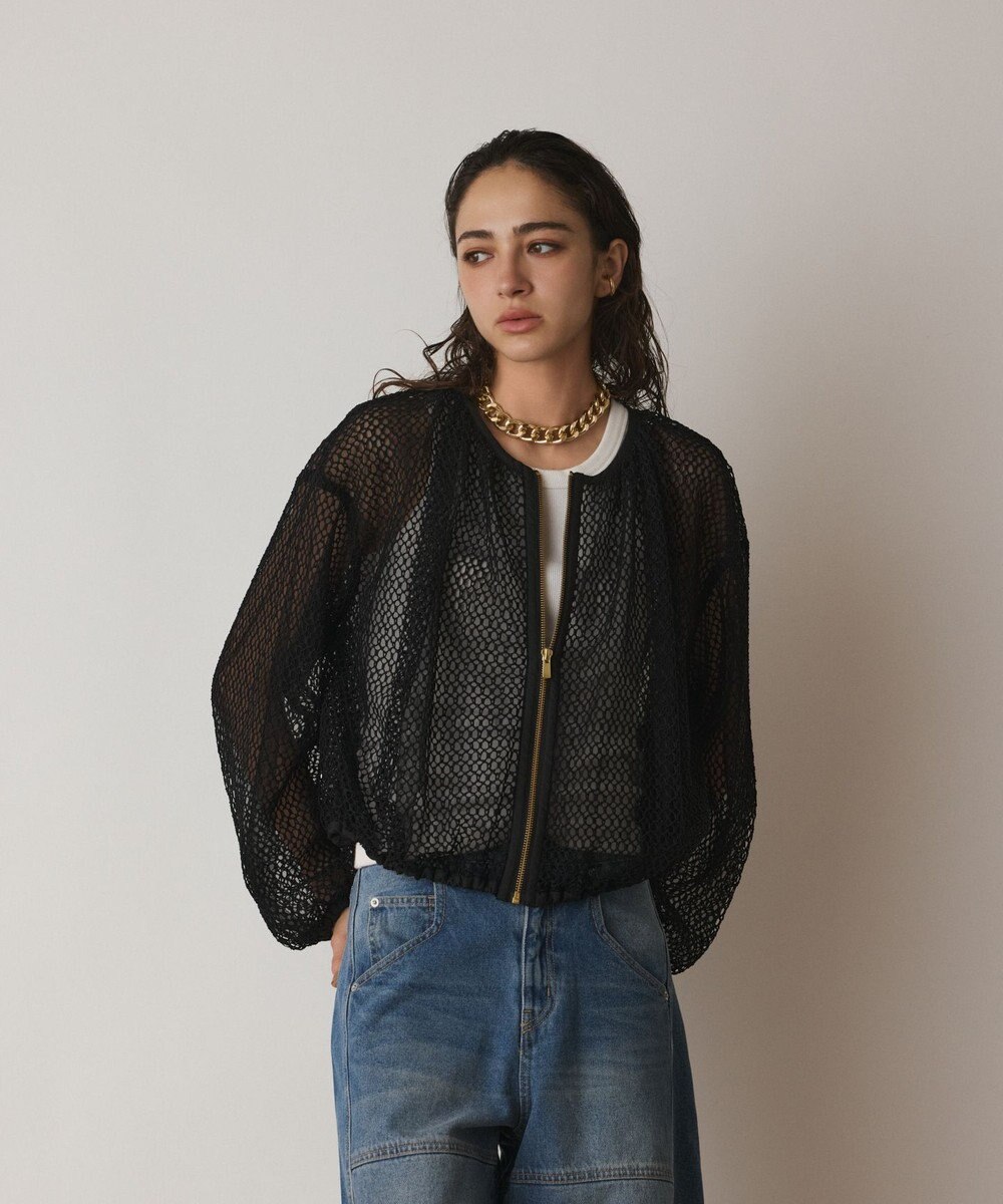 GRACE CONTINENTAL メッシュギャザーブルゾン 