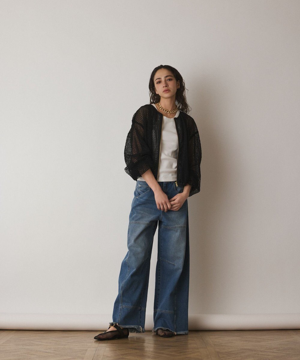 GRACE CONTINENTAL メッシュギャザーブルゾン 